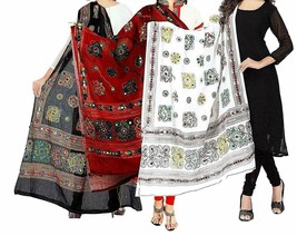 Women&#39;s Cotton Pack Of 3 Dupatta Mirror Work Ethnic Dupatta - Free Shipping - $30.73