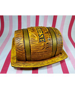 Darling Vintage Lipper &amp; Mann Creations Ceramic Brown Barrel Cheese Serv... - $14.00