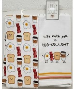 SET OF 2 DIFFERENT JUMBO KITCHEN TOWELS(18&quot;x28&quot;) LIFE WITH YOU IS EGG-CE... - $14.84