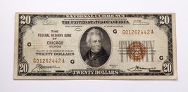 1929 $20 National Currency Chicago Note Fine Condition FR #1870-G - $84.14