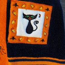 Halloween Towels, Set of 3 Hand Fingertip Towel, Black Orange Cat Spider Pumpkin image 2