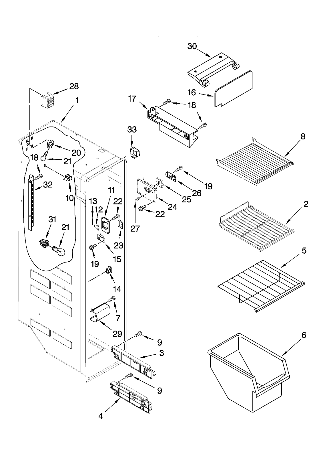 Kenmore Elite Refrigerator Left DualRack Slide Rail (Part 2301292