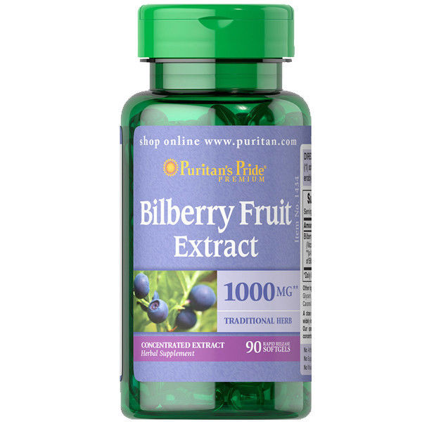 Puritan's Pride Bilberry 4:1 Extract 1000 mg Flavonoids/Anti-Oxidants 90 Caps