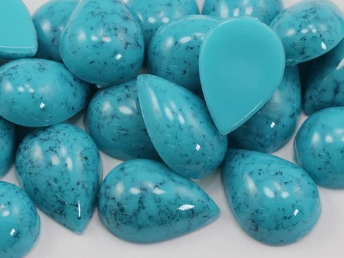 25x18mm Blue Tourquoise H601 Teardrop Marble Cabochon High Quality Pro Grade ...