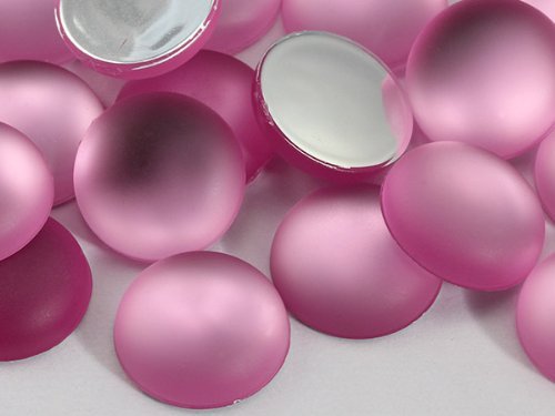 15mm Pink H512 Flat Back Matte Frosted Finish Acrylic Round Cabochons - 25 Pi...
