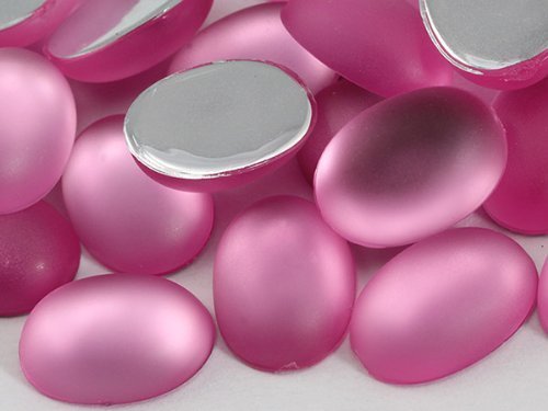 18x13mm Pink H512 Flat Back Matte Frosted Finish Acrylic Oval Cabochons - 20 ...