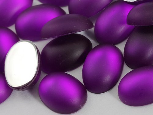 10x8mm Purple Amethyst H505 Flat Back Matte Frosted Finish Acrylic Oval Caboc...