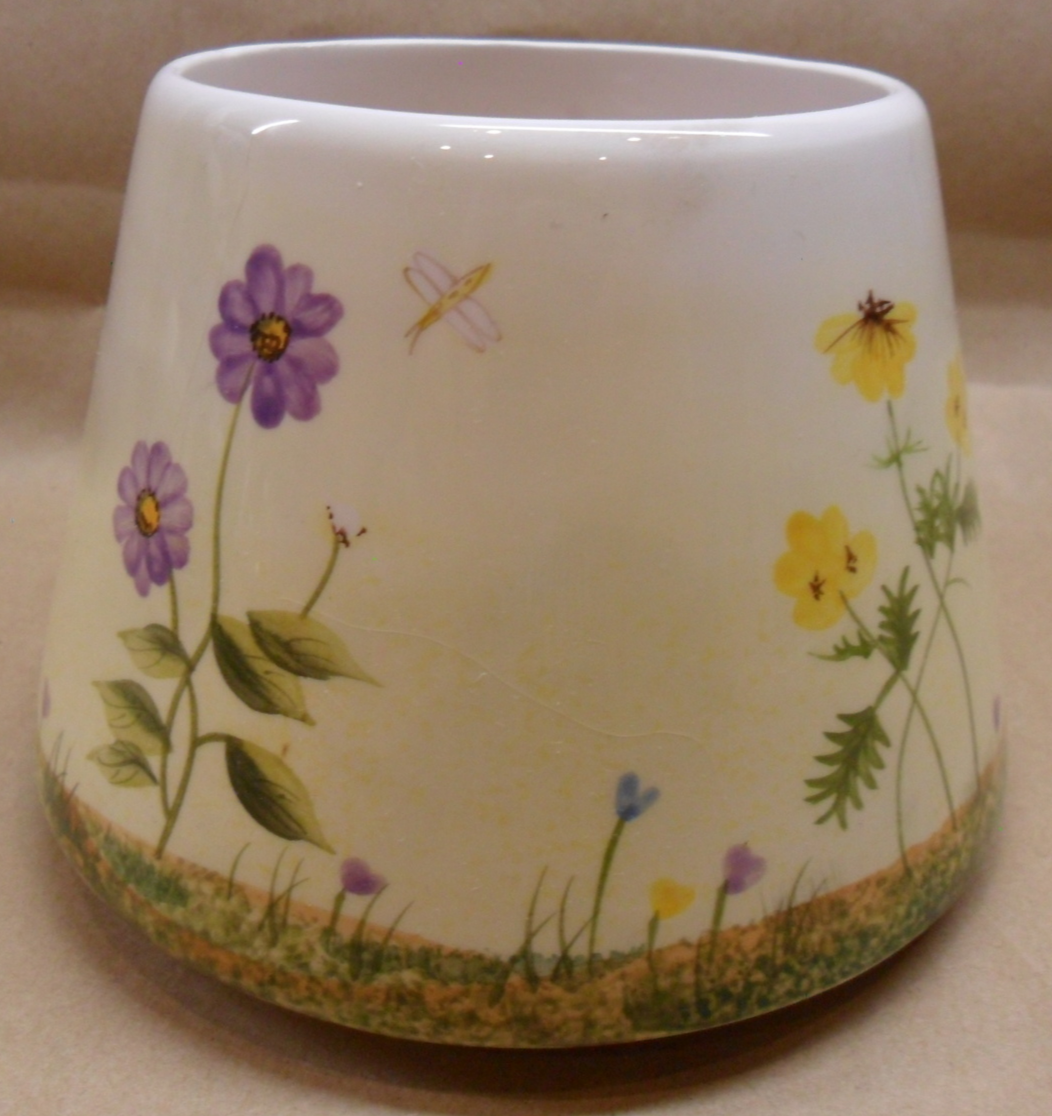 Home Interiors Homco Jar Candle Shade Topper Flowers Butterflies
