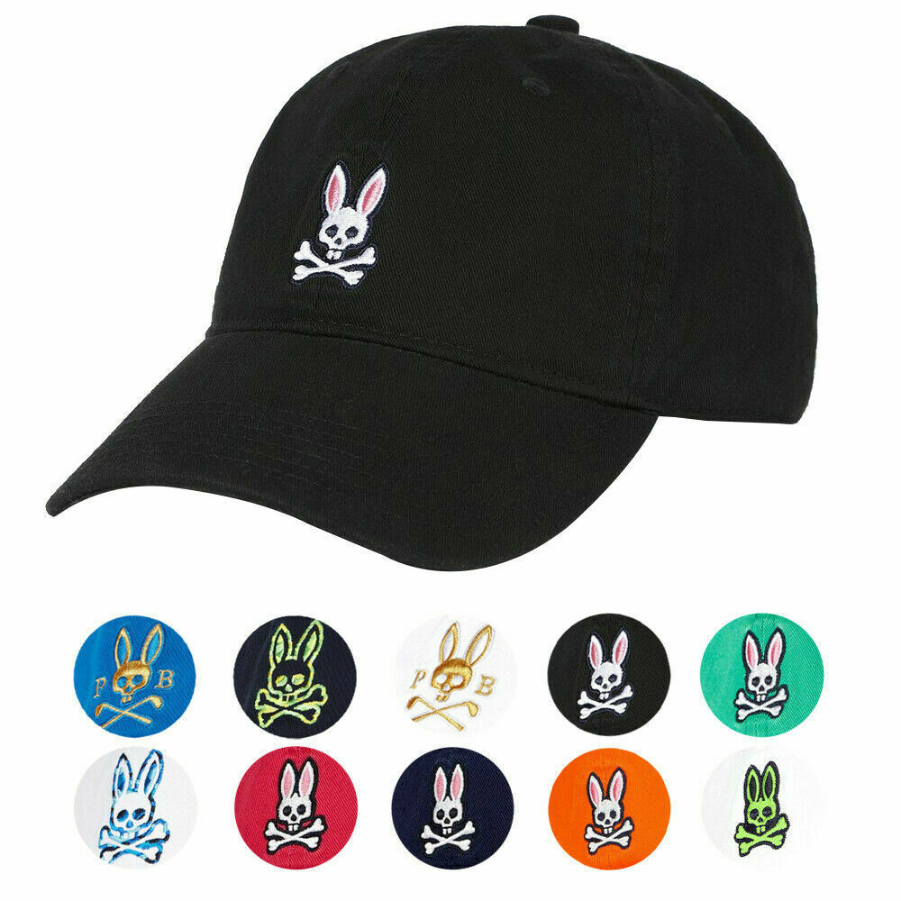 Psycho Bunny Men's Cotton Embroidered Strapback Sports Baseball Cap Hat ...