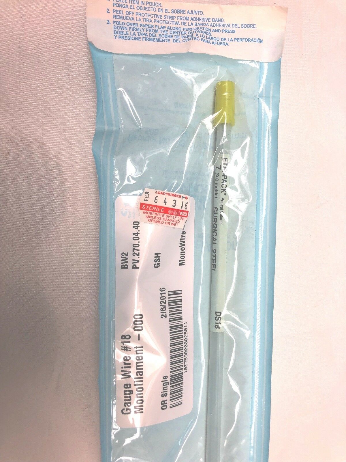 ETHIPACK™ PreCut Steel Monofilament Suture, B&S Gauge 18, Size 7