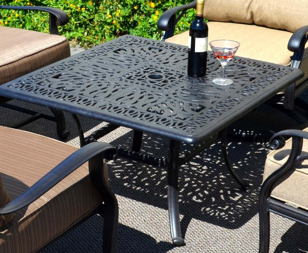 Patio Coffee Table Sqaure 36 Elisabeth Outdoor Cast Aluminum Furniture   S L1600 