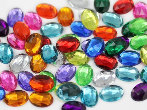 25X18mm Assorted Colors Flat Back Acrylic Oval Jewels High Quality Pro Grade ...