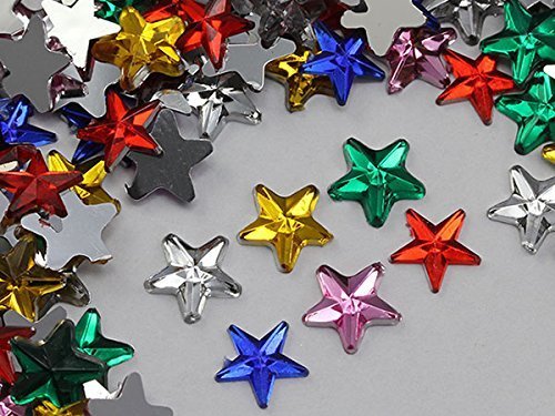 5mm Assorted Colors Flat Back Acrylic Star Jewels High Quality Pro Grade - 50...