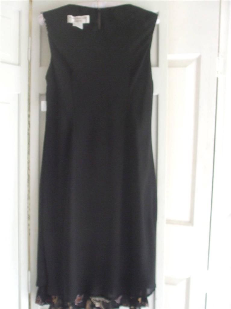 Jones New York Women's Black Sheer Lined Dress Sleeveless Palm Prints ...