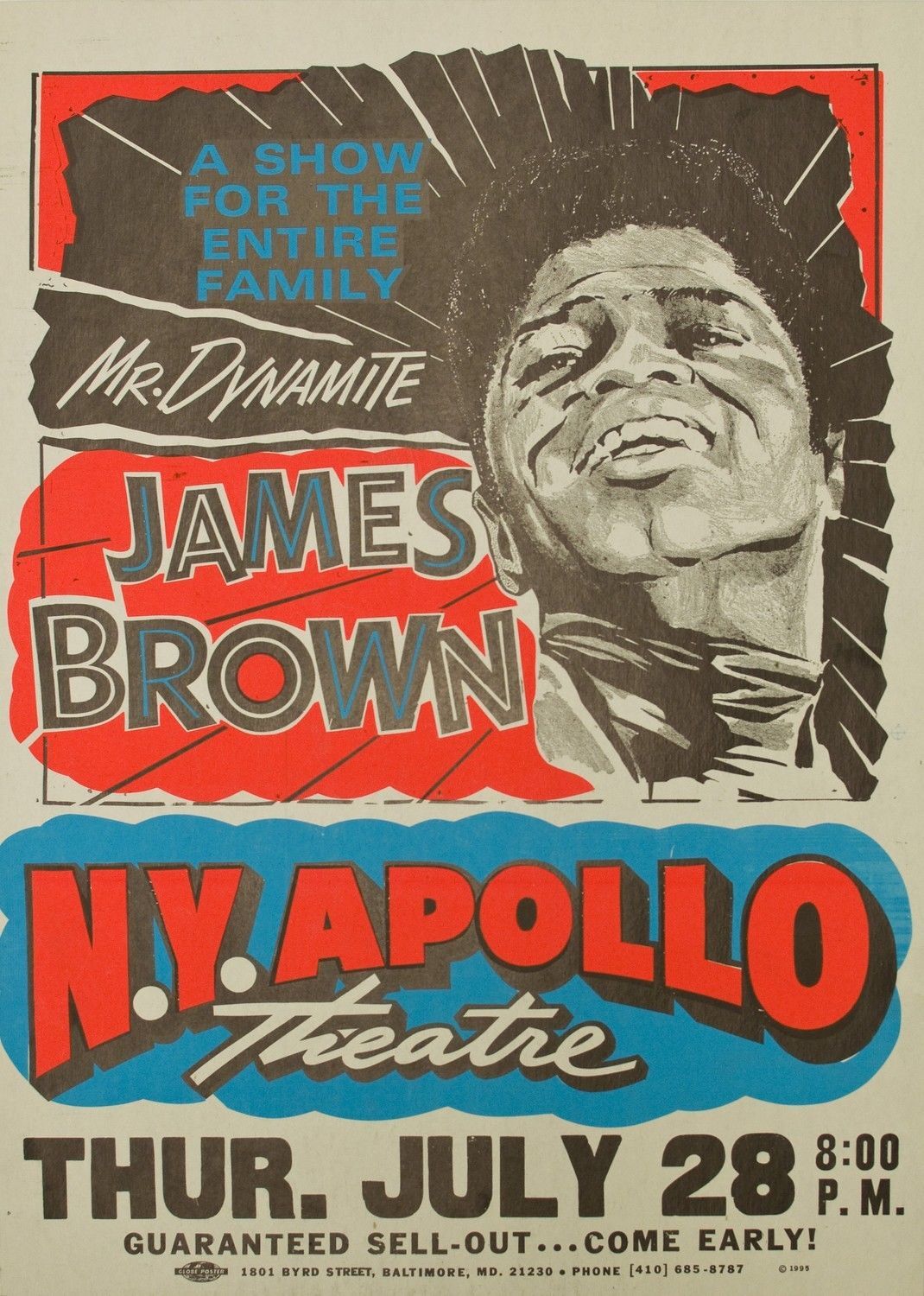 James Brown Apollo Theater Concert Poster Series Gold 45 Display