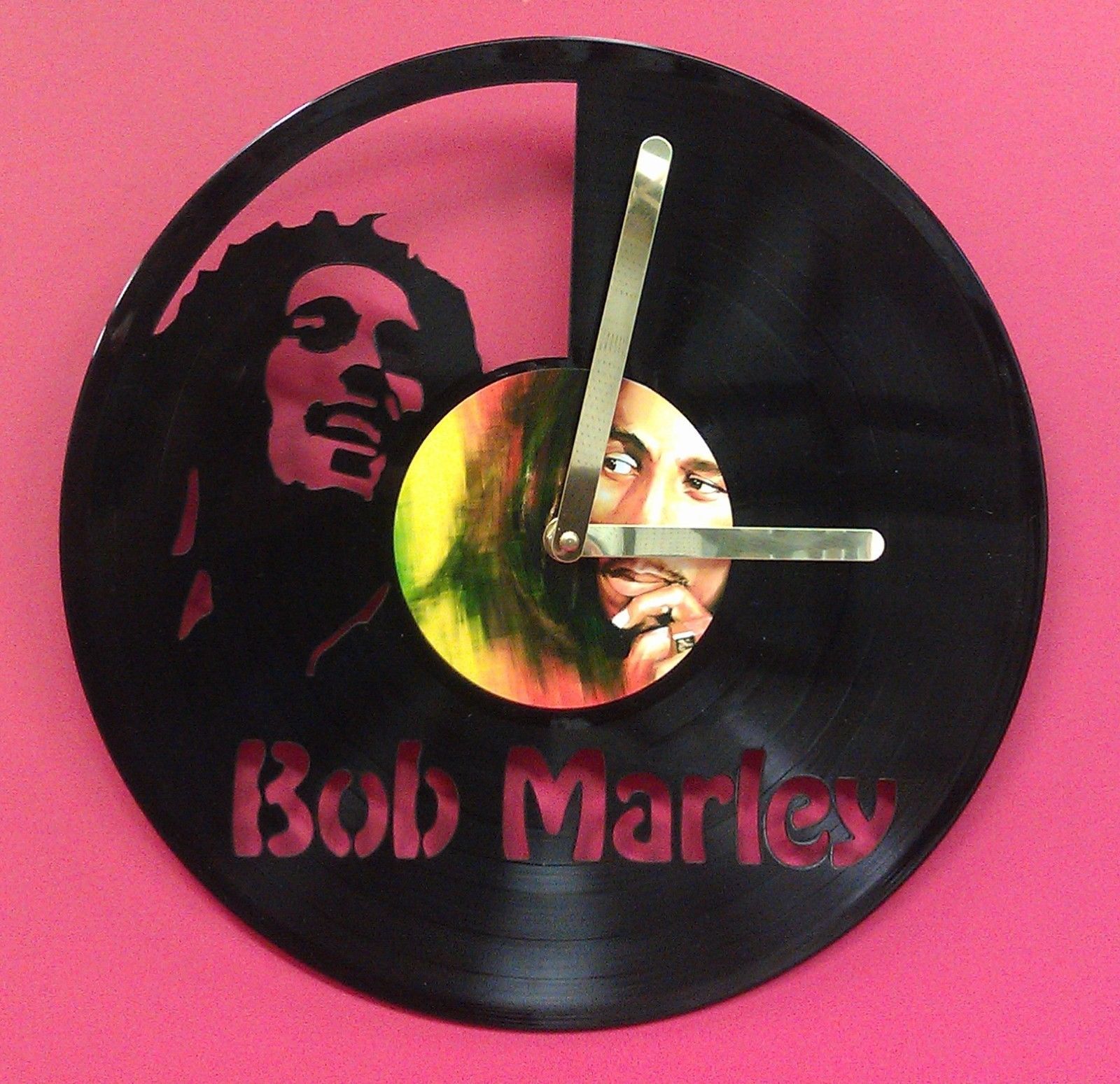 BOB MARLEY LP VINYL RECORD CLOCK CUSTOM LASER CUT PLAYS THE SONG 