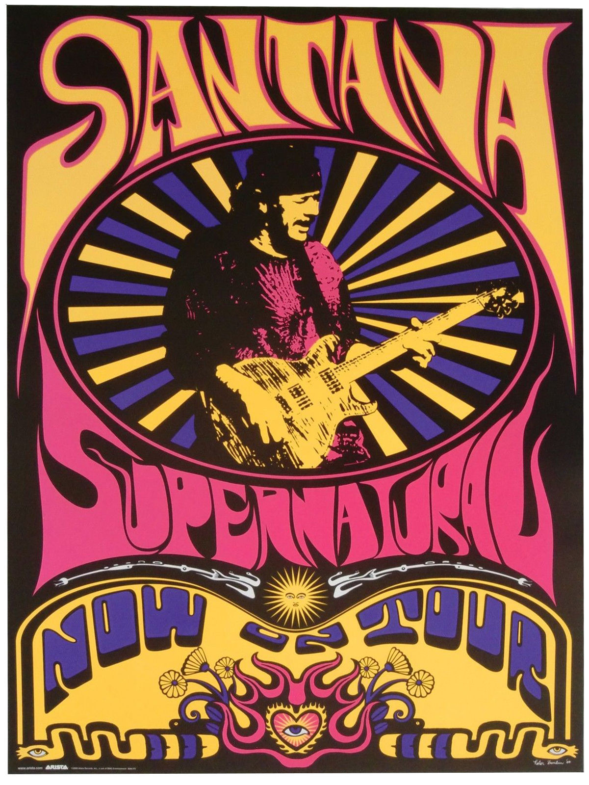 CARLOS SANTANA CONCERT POSTER SERIES GOLD 45 DISPLAY SHIP US FREE - Santana