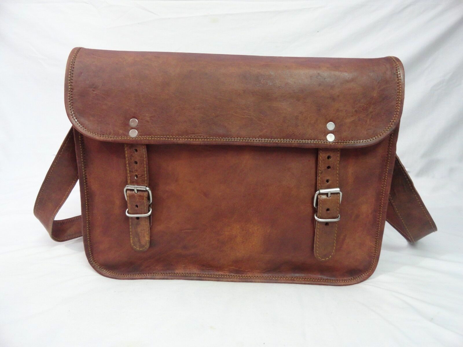 Vintage Leather Messenger Bag College School Crossbody Shoulder Bag ...