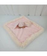 Blankets &amp; beyond Pink Bunny Rabbit Plush Furry Cream Trim Brown Tan Bow... - $39.55