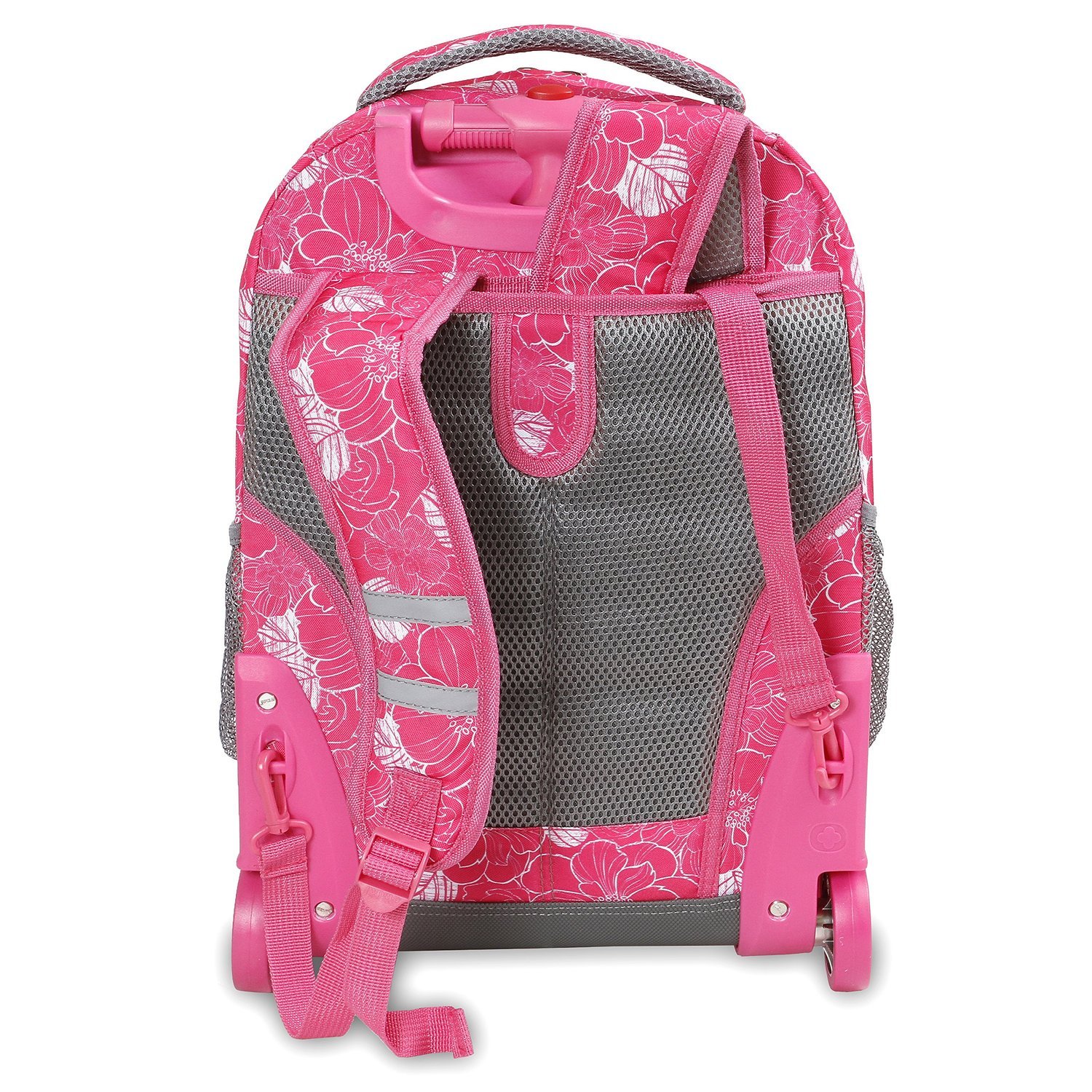 Pink Girls School Backpack Rolling Wheeled Book Bag Trolley Tote