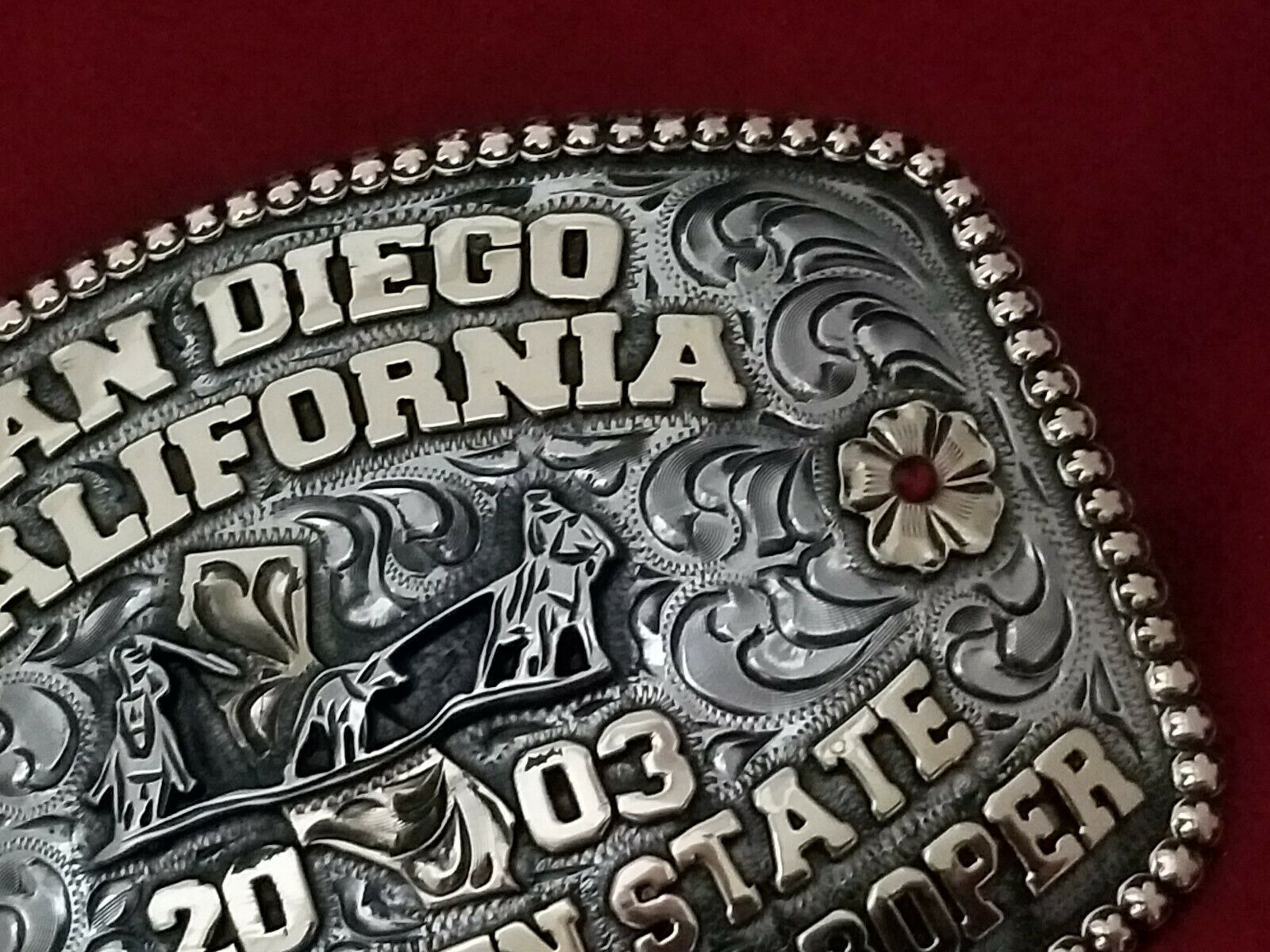 2003 RODEO VINTAGE TROPHY BELT BUCKLESAN DIEGO CALIFORNIA TEAM ROPING