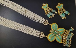 Latest High Quality Kundan Gold Plated Jewelry Set Pendant Earrings Jewellery  - $44.54