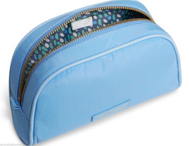 Vera Bradley Preppy Poly Small Cosmetic Bag Sky Blue Bloom Pink New - $44.95