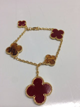 Hand Crafted Clover Tiger Eye and Carnelian Bracelet. - $75.00