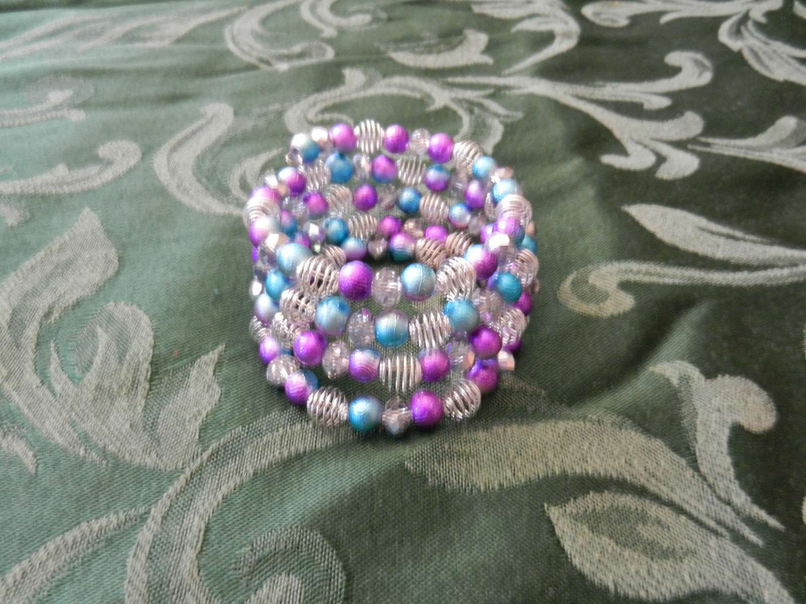 New Handmade Memory Wire Cuff Bracelet Multi Strand Multi Colored