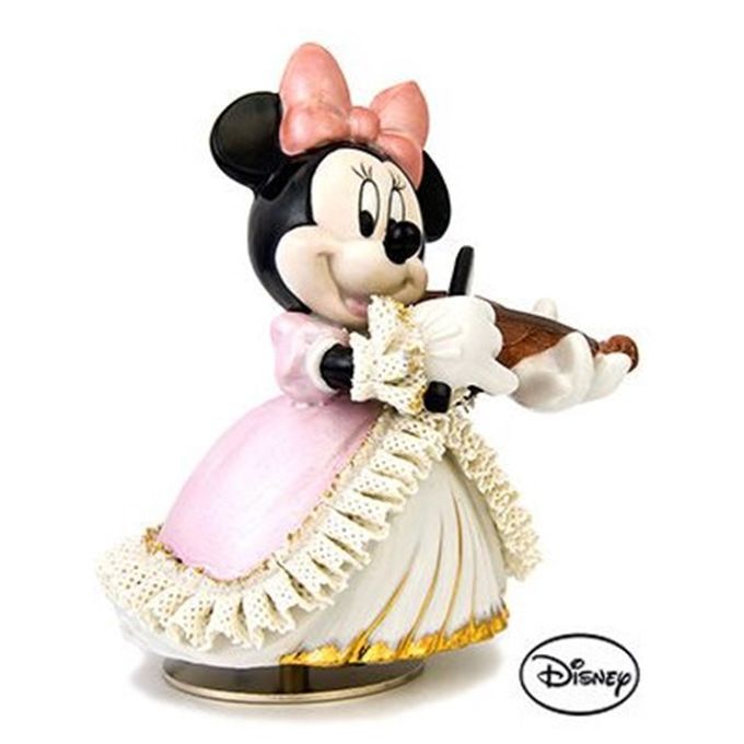 Japan limited Disney Official Pottery Lace Doll Music Box Minnie violin ...