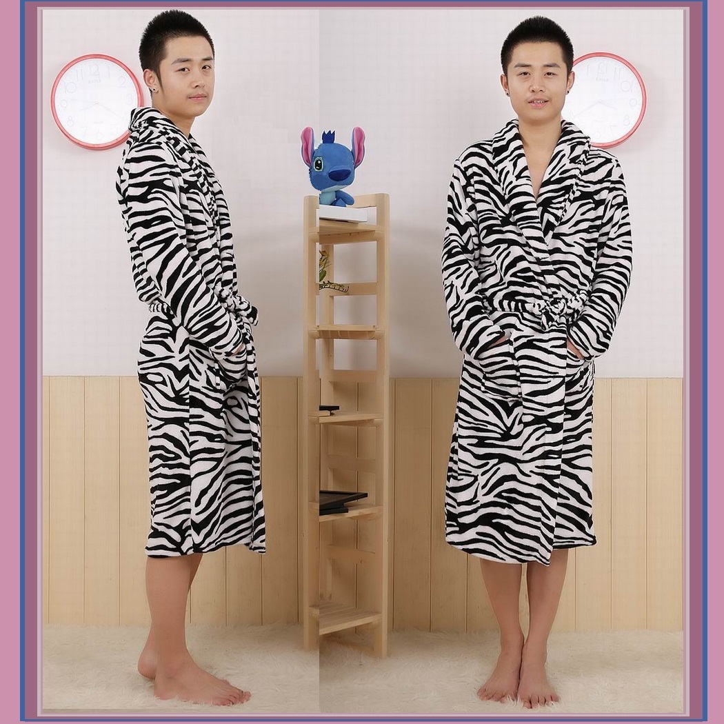 Soft Fleece Lover's Zebra Striped Luxury Lounger Beach Bath Robes