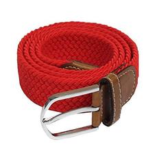 Black Temptation Fashion Belt Elastic Woven Belt Casual Belt Unisex [Red] - $15.67