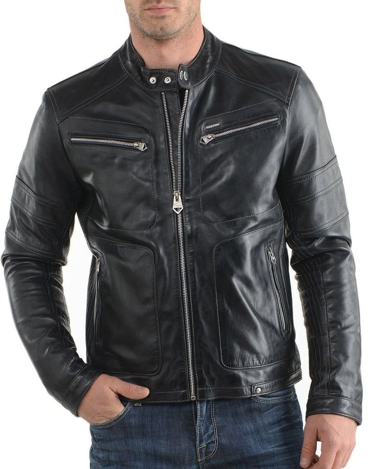 Design Man genuine Handmade men leather jacket real leather jacket for ...