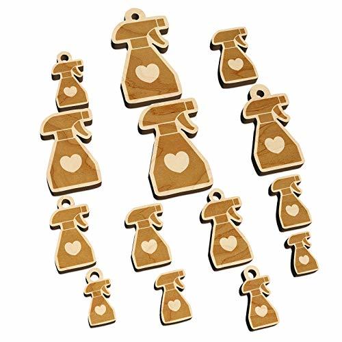 Spray Bottle Silhouette with Heart Mini Wood Shape Charms Jewelry DIY Craft - 20