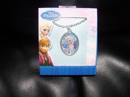 Frozen Elsa Silver/Blue Tone Oval Pendant W/Crystals Necklace Gift Boxed NEW - $23.80