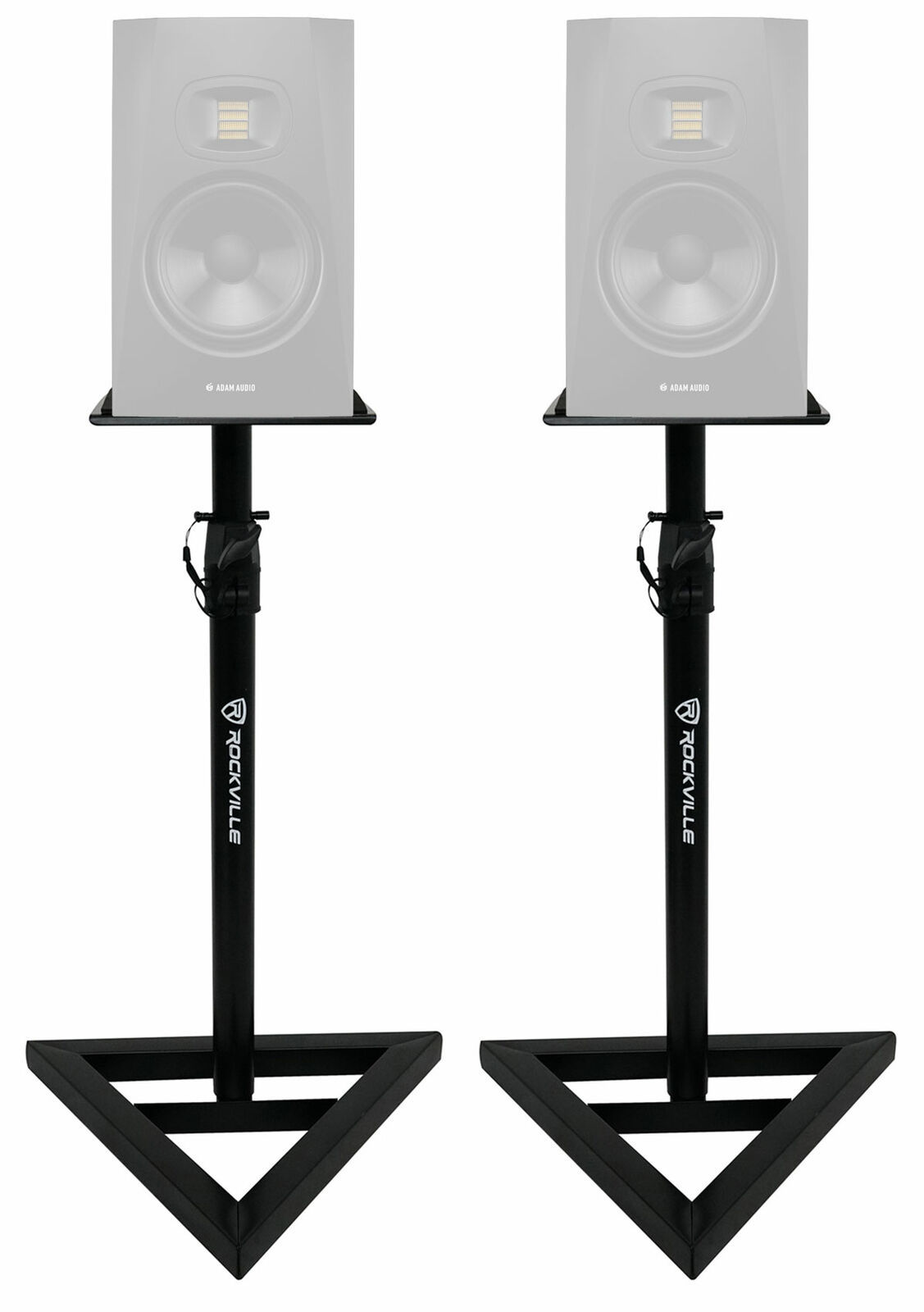 2 Rockville Adjustable Studio Monitor Speaker Stands For ADAM Audio T5V Monitors