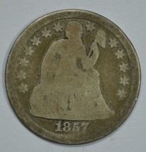1857 Seated Liberty circulated silver dime AG details - $12.00