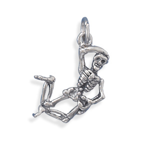 New Sterling Silver Halloween Skeleton Charm