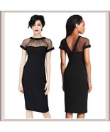 Classic Black Knee Length Sheath Marilyn Style Dress with Transparent Top - $53.95