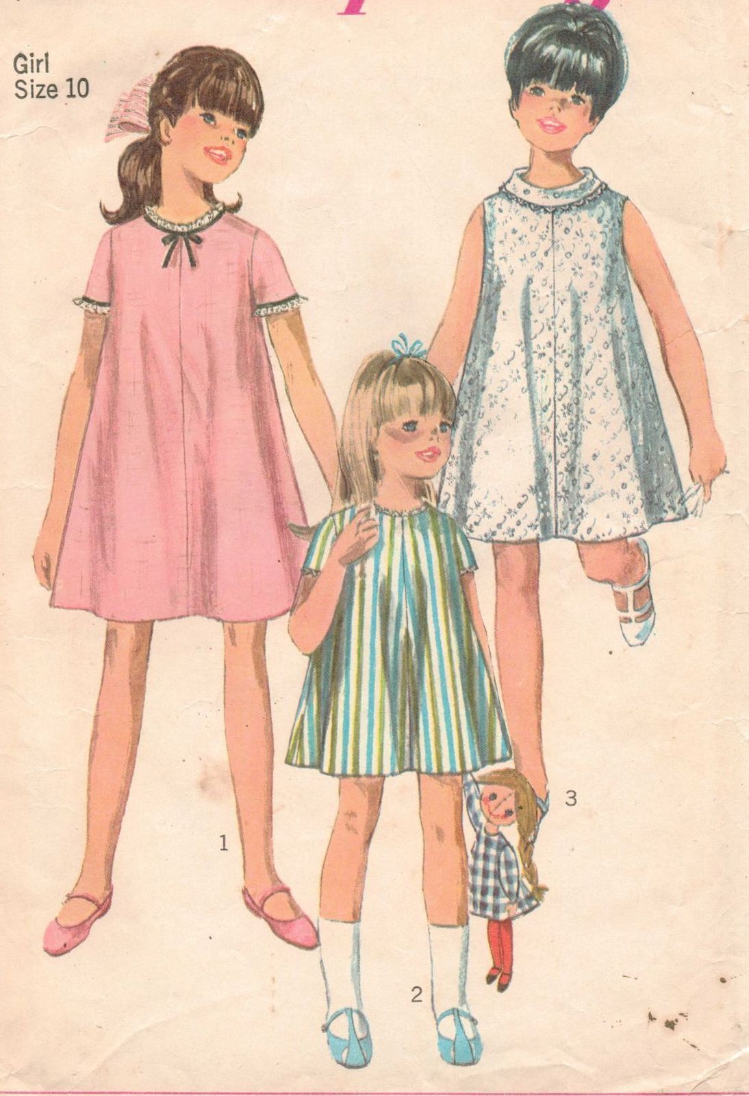 Vintage 1967 Simplicity 7038 Girls One Piece Tent Dress Sew Pattern S10 ...