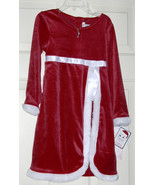 NWT YOUNGLAND Red Plush White Fur Trim LS Christmas Dress Candy Cane Nec... - $25.00