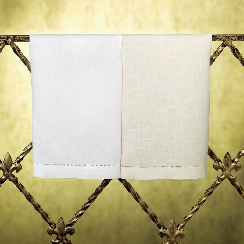 Fine Linen Guest Towel in White or Ecru Sferra Classico Italian Linen Linens & Textiles