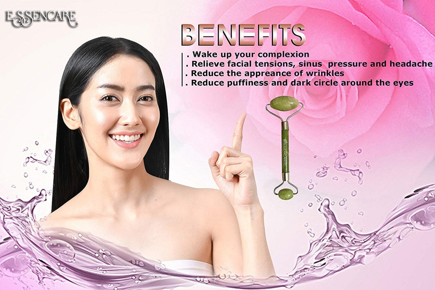 Jade Roller for Face and Neck Massage - Premium 100% Jade Stone - Facial Therapy