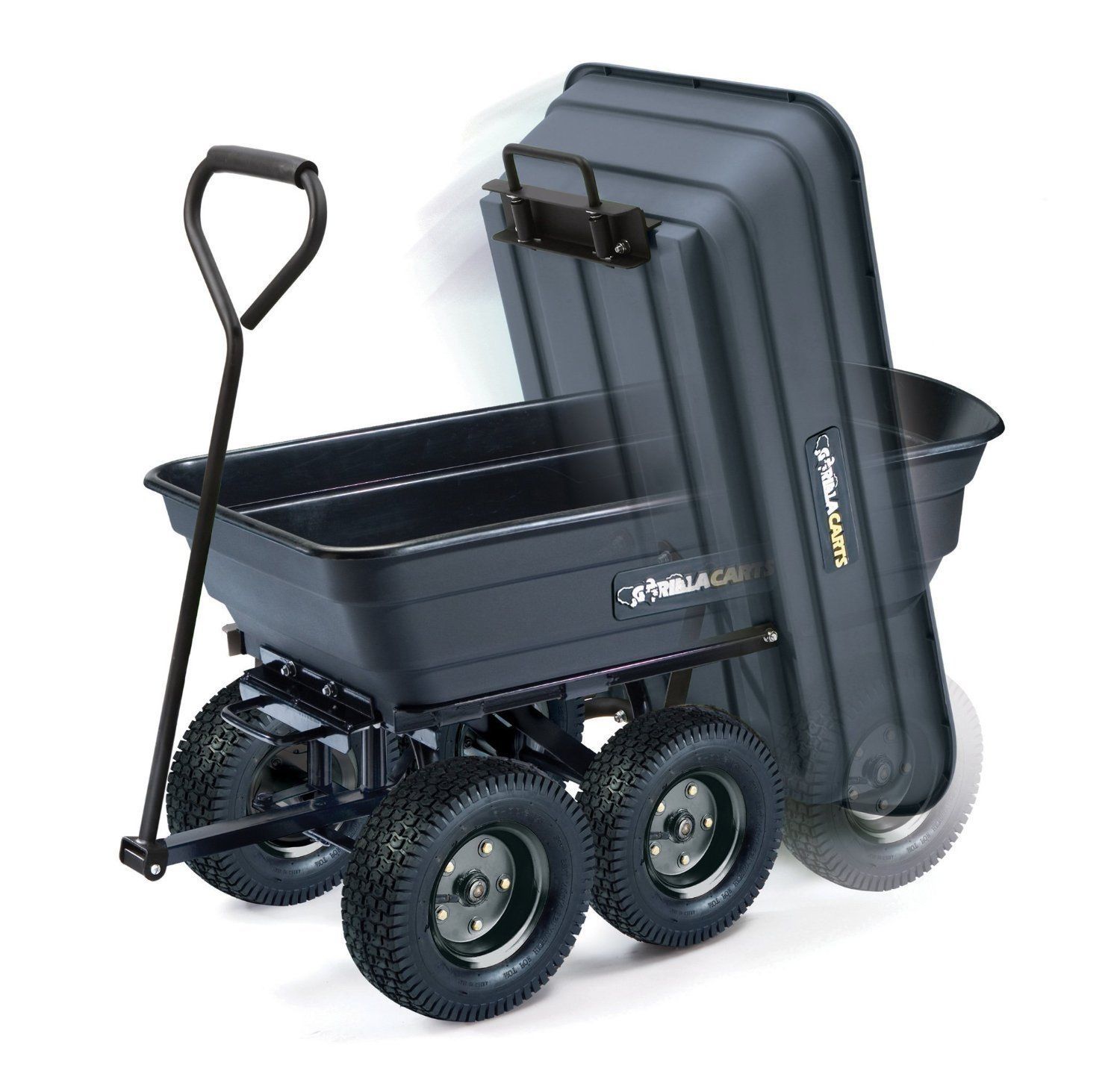 Patio Gorilla Cart 600 Pound Poly Dump Black Yard Lawn Garden Debris ...