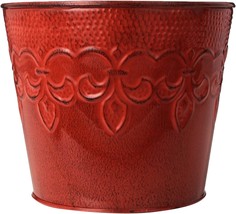 Robert Allen Mpt01889 Fluer De Lis Series Metal Planter, Color Cayenne Red - $30.99