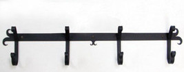 Wrought Iron Coat Bar 4 Coat Hooks 24&quot; Long Black Home Wall Decor Hook Rack - $48.37