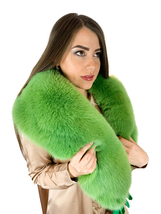 Arctic Fox Fur Stole 55' (140cm) Saga Furs Big Fur Scarf Light Green Fur Collar image 5
