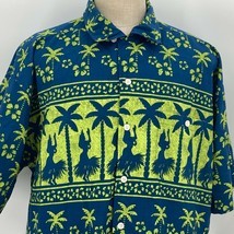 Vintage OP Ocean Pacific Teal Green Hula Girl Dancing Hawaiian Shirt Siz... - £41.28 GBP