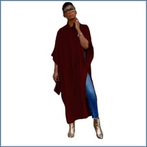 Long Loose Cashmere Cape Tunic Hoodie Open Slit Sides Five Colors And Four Sizes image 7