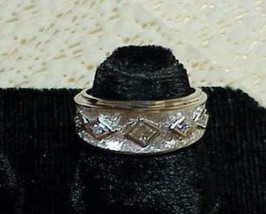 Antique 14k .33ct PRINCESS DIAMOND Eternity Cigar BAND RING WIDE White G... - $791.99